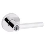 Kwikset Milan Entry Door Handle with Lock and Key, Secure Keyed Reversible Lever Exterior, Doorlock, for Front Entrance and Bedrooms, Polished Chrome, Pick Resistant Smartkey Rekey Security