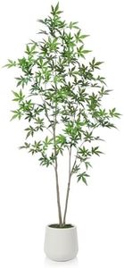 Fopamtri Artificial Maple Tree 150 cm, Artificial Plants Indoor with White Planter, Tall Faux Silk Japanese Maple Plant with Lifelike Leaves for Home Balcony Office Garden (1 Pack)