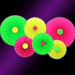 6Pcs UV Neon Party Hanging Paper Fa