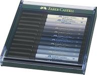 Faber-Castell PITT Artist Brush Pen Set of 12 Grey Colours In a Robust Workstation