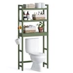 SONGMICS Over-The-Toilet Storage Bathroom Organizer Toilet Rack with Adjustable Shelf, Forest Freen UBTS001C01