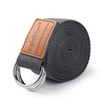 voidbiov D-Ring Buckle Yoga Strap 1.85 or 2.5M, Durable Cotton Adjustable Belt Perfect for Holding Poses, Improving Flexibility and Physical Therapy Grey