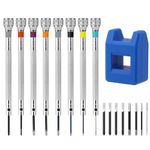 8PCS watchmaker screwdriver set with demagnetizer 0.6-2.0 mm Precision Screwdriver Set with 8Pcs Screwdriver Replacement Heads for Watch Eyeglasses Jewelry Repair