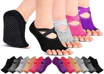 YBVABE Toeless Yoga Socks Non-Slip Grip Socks - 6 Pairs Pack - Anti-Skid Pilates, Barre, Ballet Grip Socks, Breathable & Sweat-Absorbent, Comfortable Fit for Women & Men Workout, Dance