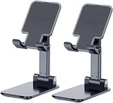 OGMAPLE Phone Stand for Desk, 2 Pack MT-6 Desk Phone Holder Stand for Office Universal Smart Phone Holder Foldable & Height Adjustable Cellphone Stand Compatible Under 8” Device, Black