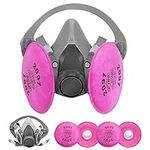 Reusable Half Facepiece Respirator 6200 with 4pcs 2091 Filter, Respirаtor Against Dust and Organic Vapors, Half Facepiece Respirator Cover for Painting, Woodworking, Polishing, Spraying, Decorating