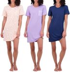 Real Essentials 3 Pack Nightgowns Women Adult Womens Nightgown Moo Moos Sleep Night Shirts Hysterectomy Sleepwear House Dress Lounge Ladies