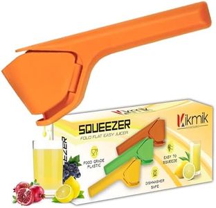 Kikmik Lemon Squeezer - CitrusEase Foldable Manual Fruit Juicer: Effortless Juicing with Space-Saving Ergonomics Design – Hand Squeeze with Sideways Pivot for Maximum Juice Yield-(Orange)