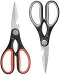 LIVINGO 8" Kitchen Scissors All Purpose - 2 Pack Heavy Duty Kitchen Meat Shears, Stainless Steel Multi-function Food Scissors for Cooking Cutting Chicken, Turkey, Bones, Poultry, Fish, and Vegetables