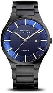 BERING Men Analog Solar Collection Watch with Titan Strap and Sapphire Crystal 15239-727, Black, 39