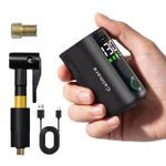 Calmara MY20 Electric Bike Pump with Gauge, 130 PSI Fast Inflate, Mini Bicycle Pump with Presta & Schrader Valve, Auto Stop, Portable Rechargeable Air Pump for Road Bike, Mountain Bike, E-Bike