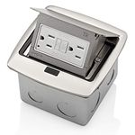 Leviton PFGF1-BN, Brushed Nickel Pop-Up Floor Box with 15 Amp, Tamper-Resistant Self-Test GFCI Outlet