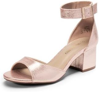 DREAM PAIRS Women's Chunkle Champagne Pearl Low Heel Pump Sandals Ankle Strap Dress Shoes - 7.5 M US