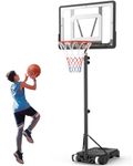 Basketball Hoop and Stand Adjustable: 5ft-7ft Indoor Outdoor Basketball Hoop System with 33" Shatterproof Backboard and Stand Wheels for Kids Teenagers Youth Junior (Large)