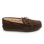 Minnetonka Men's Pile Lined Hardsole Slipper, Chocolate, 9.5 Wide