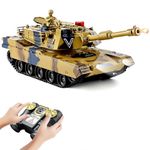 Remote Control Tank,2.4GHz Battle Tank,1:24,350° Rotating Turret,LED Lighting,with Smoke Effect,1:24 U.S. Main Battle Tank M1A2 Model for 5 6 7 8-12 Year Old Kids Toys(1 pcs)