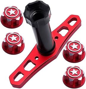 Hobbypark 17mm Hex Wheel Nuts Adapter with Wheel Hex Wrench Tool for Traxxas X-Maxx E-Revo E-Maxx Summit Monster Truck RC Tires (with Red Nuts)