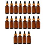 Packdost 30 ml Amber Glass Bottles with Shiny Golden Dropper caps Silicon Teat refillable Leak Proof for Essential Oils serum Bottle and face Oils Pack of 20