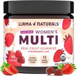 Llama Naturals Womens Multivitamin Gummy | Real Fruit, No Added Sugar Cane | Whole Food Vitamin Gummies | Organic, Vegan, Chewable | 120 ct | 30 Day Supply | Strawberry