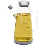 ABOUT SPACE Glass Oil Dispenser 750 ml with Stainless Steel Cap, Silicone Base, Measurement, Drip-proof Hawk with Dust Cap, Leak-proof Oil Bottle for Kitchen, Upto 300°F Easy to Refill Oil Container