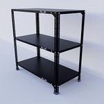 ALIJA®️ Slotted Angle Metal Rack (3 x 3 x 1.5 Ft. / 36 x 35 x 18 Inch) with 3 Shelves Storage Rack Unit (Black, 22 Gauge Shelves, 16 Gauge Angle)
