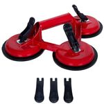 Zaptec Triple Suction Cup For Lifting Tiles and Glass 150 Kg Capacity With 3 Extra Locking Levers (Metal Body) (Red)