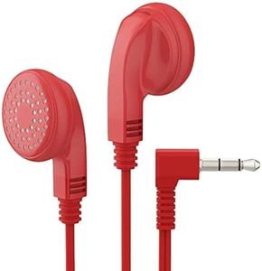 Bulk Earphones Earbuds Headphones Wholesale Lot Inexpensive Disposable Replacement for Kids Individually Bagged for School Classroom Students (100 Pack, Red)