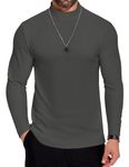 COOFANDY Men's Turtleneck Sweater Long Sleeve T Shirts for Men Roll Neck Tops Sweaters Knitwear Casual Top Underwear Shirts Autumn Dark Gray M