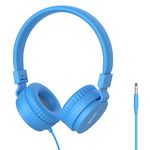 YESMINI Kids Headphones, Foldable, Adjustable Headband with 3.5mm Jack, Volume Limited Safe, Lightweight On-Ear Earphones for Children Boys Girls’ Cellphones Laptop Computer Mp3/4 (Blue)