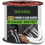 16AWG Speaker Wire, GearIT Pro Series 16 Gauge Speaker Wire Cable (500 Feet / 152.4 Meters) Great Use for Home Theater Speakers and Car Speakers, White