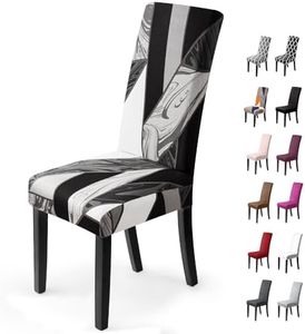 BalladHome Housses de Chaise de Salle à Manger 4 Pièces Housses de Chaise Extensible Universelle Facile à Nettoyer Couverture de Chaise pour Maison Hôtel Décor Restaurant(4 Pièces, Géométrie Noire)-H