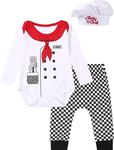 COSLAND Baby Chef Outfit Infant Boys Cotton Pant Sets, White, Newborn