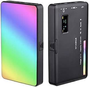 Andoer W140 Luz de Video LED RGB, Luz de Cámara RGB Recargable CRI95 + 2500K-9000K 20 Efectos de Luz Regulables con Pantalla LCD Adaptador de Zapata Fría para Grabación de Videoconferencia