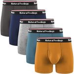 Natural Feelings Boxer Briefs Mens Underwear Cotton Men's Boxer Briefs Pack with Pouch Fly M