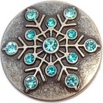 Aqua Snowflake Snap Charm (Standard 18mm Size)