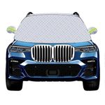 Kerizher Car Windscreen Cover,Snow UV Ice Protection Windshield Cover with 2 Hooks and 2 Mirror Covers,Four-Layered Windshield Frost Cover for Car,SUV,Truck (153cmx127cm)