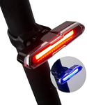 IWONDER COB Bike Tail Light with Red-Blue Dual Color,5 Modes,Silicone Strap,USB Rechargeable Super Bright Bicycle Rear Light for Night Riding