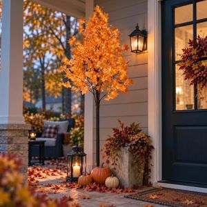Lightshare Maple Tree 8 ft. - 264 LED Warm White Lights, Natural Looking Maple Leaves