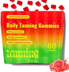 Tanning Gummies, Natural Tanning Supplement with Astaxanthin, Lycopene & Beta Carotene, 60 Gummies - Supports Skin Health & Glow, Sour Watermelon Flavor