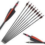 SHARROW 12pcs Archery Carbon Arrows 30 inch Hunting Target Arrows Spine 400 for Recurve Compound Bow Longbows (Type 1)