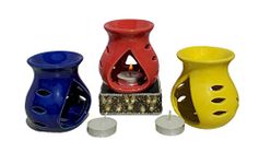 Pure Source India Ceramic Oil Diffuser (Multicolour) -Set of 3