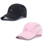 kozinu Running Hat Mesh Sports Cap Lightweight Quick Drying Runner Cap for Men Women, Black+pink, One Size