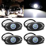 4 Pods LED Rock Light for Jeep ATV SUV Offroad Car Truck Boat Map Light Cargo Lights Underbody Glow Trail Rig Lamp Underglow LED Neon Lights Waterproof 12V 24V - White