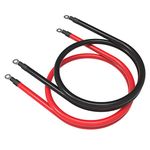 SHIERLENG 4 AWG 12" Gauge Red + Black Pure Copper Battery Cables Power Inverter Wire Set for Solar, RV, Car, Boat, Automotive, Marine, Motorcycle with 3/8 in Lugs