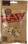 RAW Natural unrefined rolling papers, slim cellulose filters, 200 Count (Pack of 1)