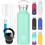 BOGI Stainless Steel Water Bottle, 25oz Insulated Water Bottle with Straw Lid, BPA Free Leakproof Wide Mouth Metal Water Bottle-Keep Liquids Hot or Cold for Outdoor Sports Fitness Camping (Mint)