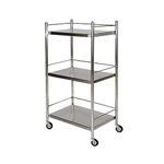 MILAD 3 Shelf Stainless Steel Medical Instrument Trolley Surgical Vehicle Medical Cart Trolley with Wheels (40 L x 40 W x 76 H CM's)