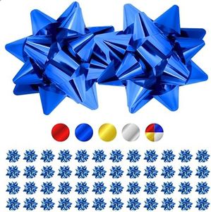 Üka • 120 Lazos para Regalo. Tamaño Estándar de 4,5 cm. Lazos Autoadhesivos para Decoración de Regalos. Lazos Azules para Navidad, Cumpleaños y Eventos. Lazos de Regalo con Efecto Metalizado.