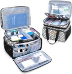 LUXJA 2 Layers Medicine Bag with Detachable Divider, Pill Bottle Organizer Suitable for Home or Travel Use, Gray Dots