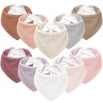 Susurration Muslin Baby Drool Bibs 10Pack Soft Triangular Adjustable Bandana Bibs for Unisex Baby Girls & Boys